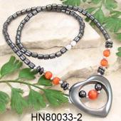 Colored Opal Beads Hematite Heart Pendant Beads Stone Chain Choker Fashion Women Necklace